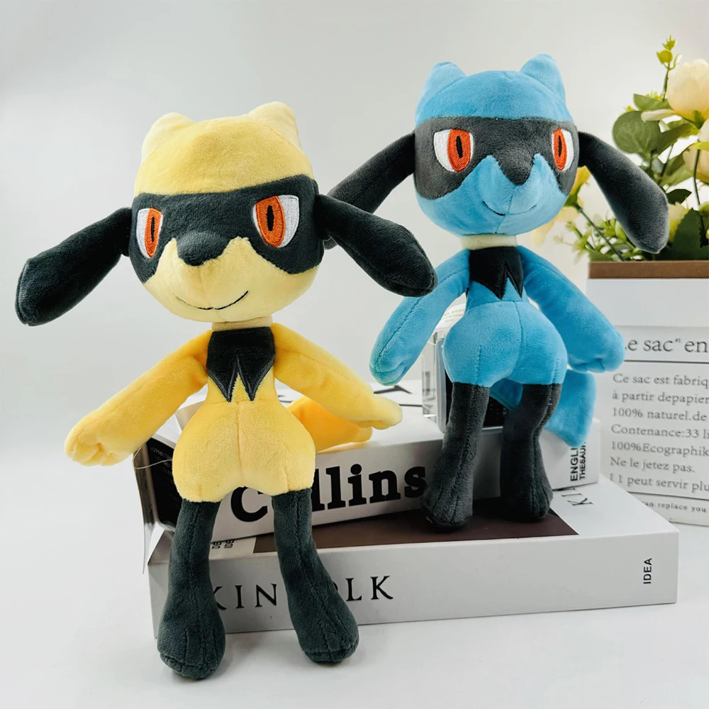 Pokémon Lucario Riolu Brinquedo de pelúcia, Boneca macia, Super Mega Lucario, Evolution Version, Dia das Bruxas, Presentes de Natal, Amarelo