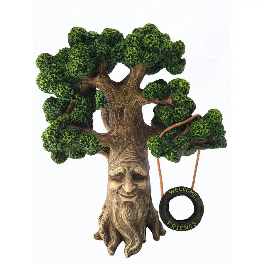 

Fairy and Garden Gnome Tree Enchanted Grandpa Miniature Tree with Removable Glow in The Dark Welcome Sign for Fairies and Lawn G
