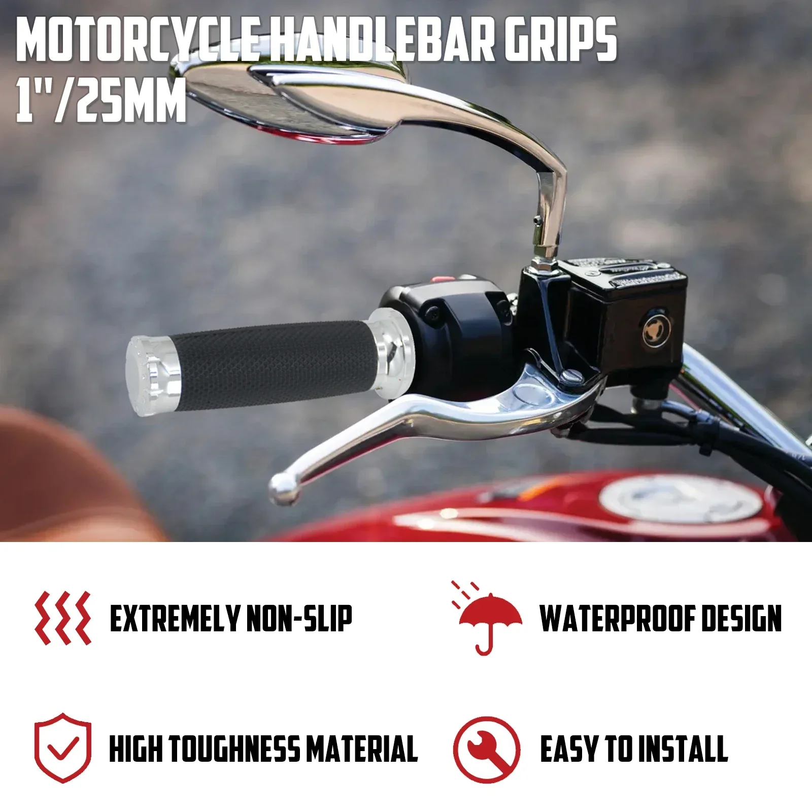 Motorcycle 1\'\' Hand Grips 25mm Handlebar Chrome Handle Bar For Harley Sportster XL Touring Road King Glide Dyna Softail Fat Boy