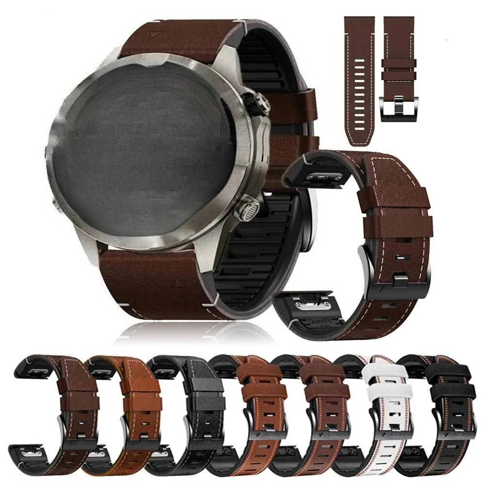 QuickFit 26 22 mm Leder-Silikon-Smartwatch-Band für Epix Gen 2 Uhrenarmband für Garmin Fenix 8 41 mm 51 mm 6X 6 7X 7Pro Armbänder