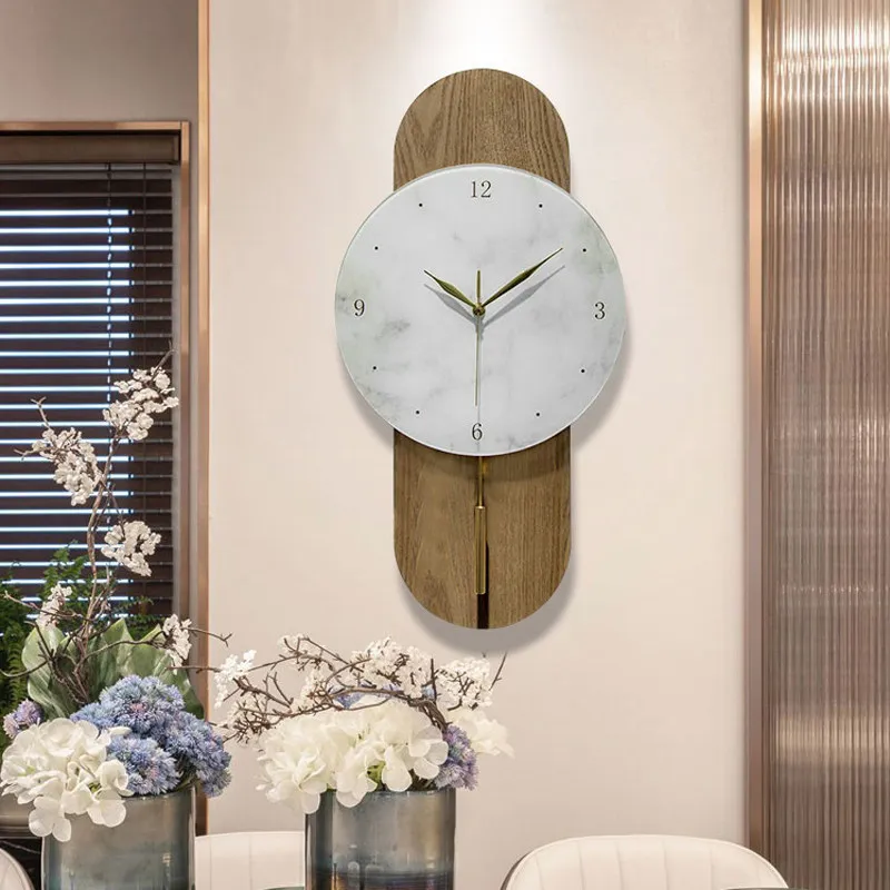 

Minimalist log Sway Wall Clock Creativity Living Room Clock Retro Art Restaurant Bedroom Mute Watch Room Decoration Quartz Clock