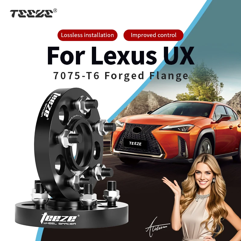 Teeze 2/4pcs 5x114.3 CB60.1mm M12x1.5 Hub Centric Black Forged wheel spacer For Lexus UX Flange Plate15/20/25/30/35mm