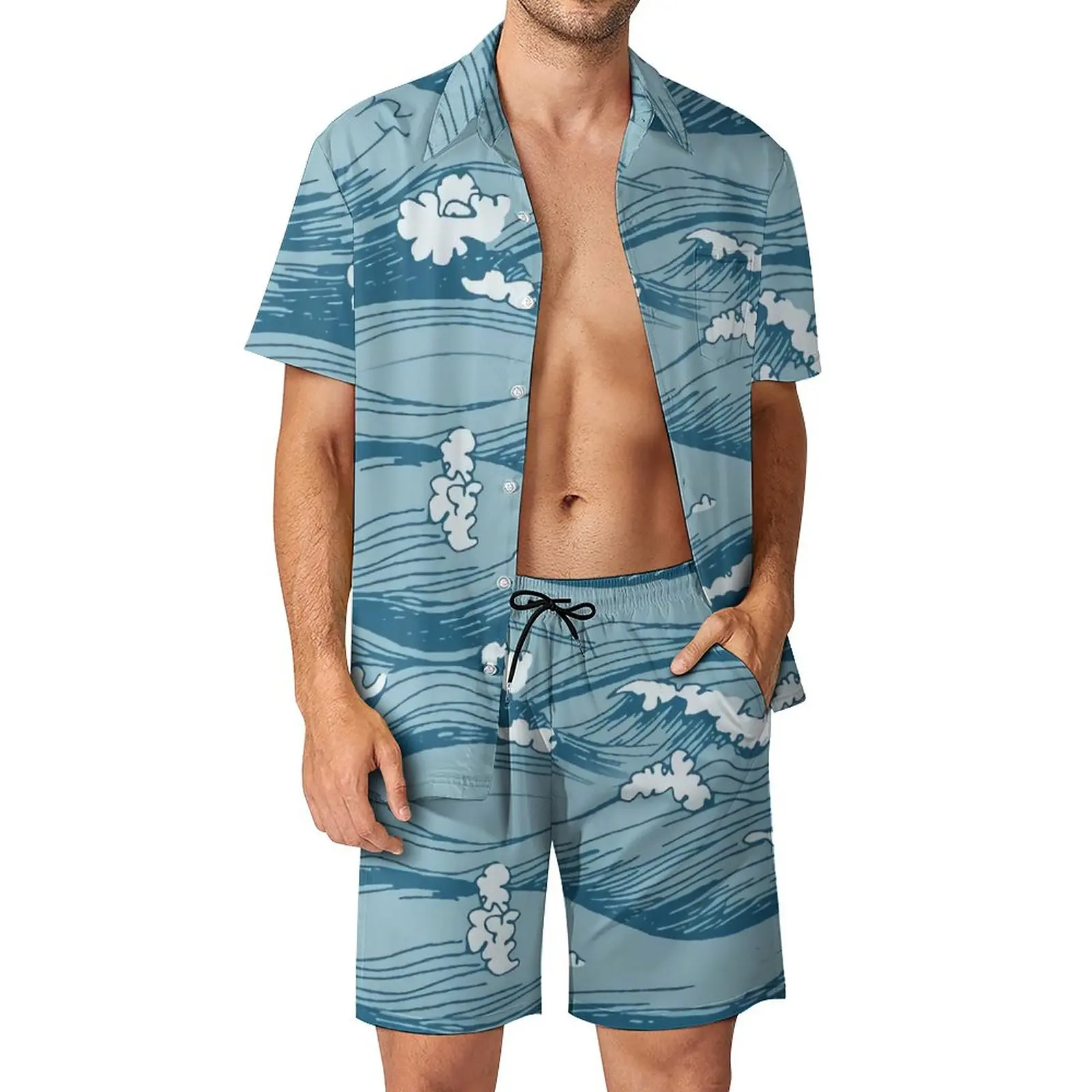 

Hawaiian Shirt Set Casual Shirt Set Cool Beach Shorts Summer Suit 2 piece Big Size Ropa Hombre Ensemble Homme