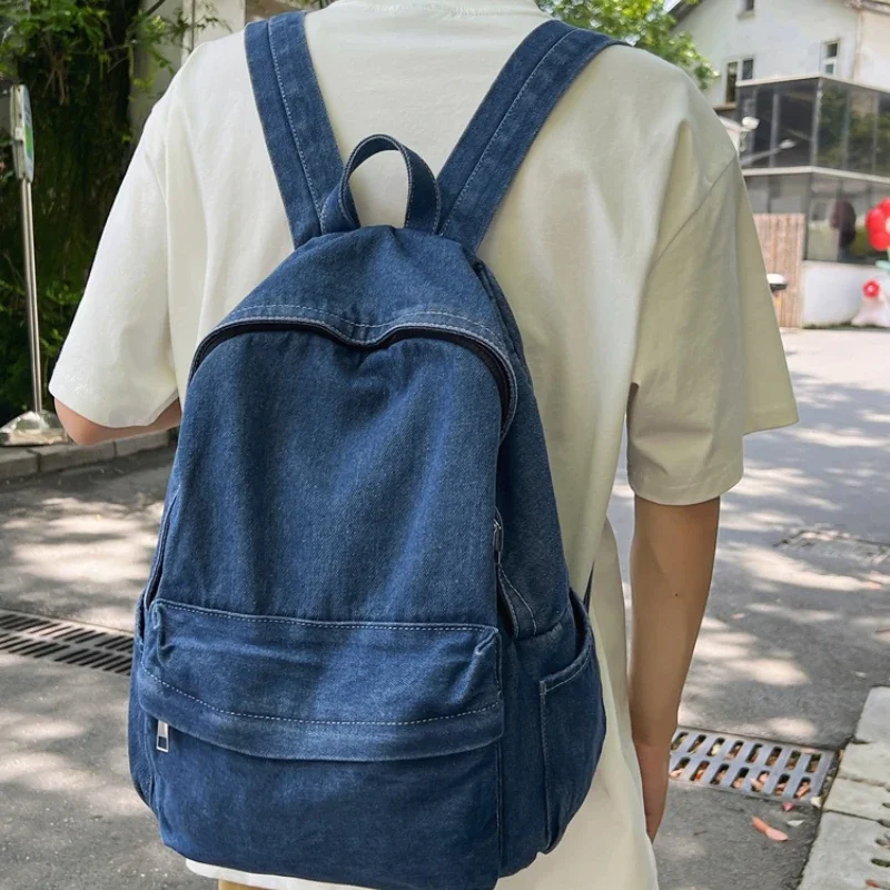 Casual Interior Compartment Backpacks Large Capacity 2024 High Quality Bags for Women Sewing Thread Zipper Denim Backpacks