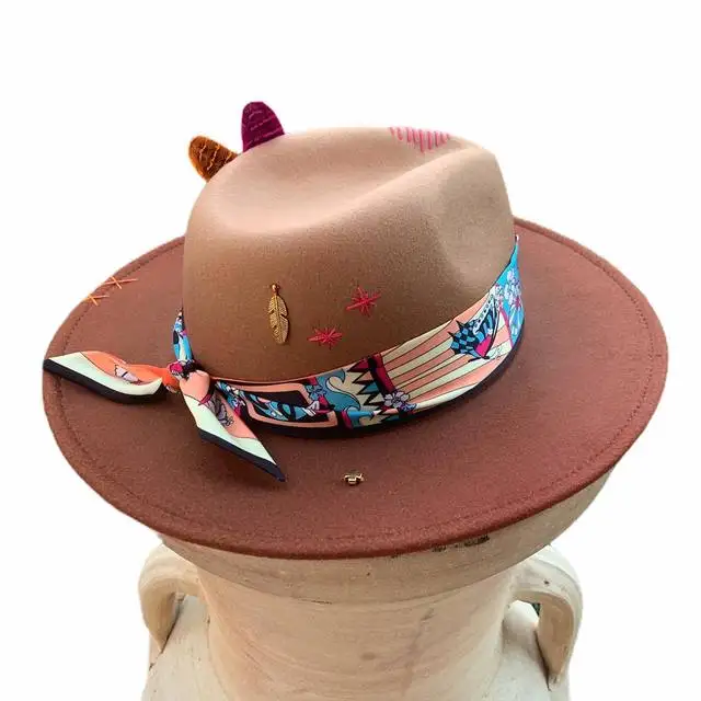 Handgenähte Fedoras-Mütze, unregelmäßige einfarbige Mütze, verstellbare Unisex-Mütze, Fedora-Filzhut, Jazz-Herbst-Winter-Mütze, Serpla Forecro – Detail 11