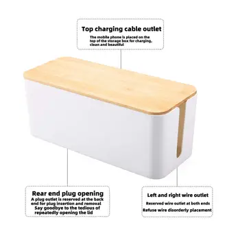 線纜管理盒、電線收納盒、延長線插座線整理盒,附竹木蓋,適用於路由器、桌面電源插座 8 最佳銷售 電線隱藏器 - №5