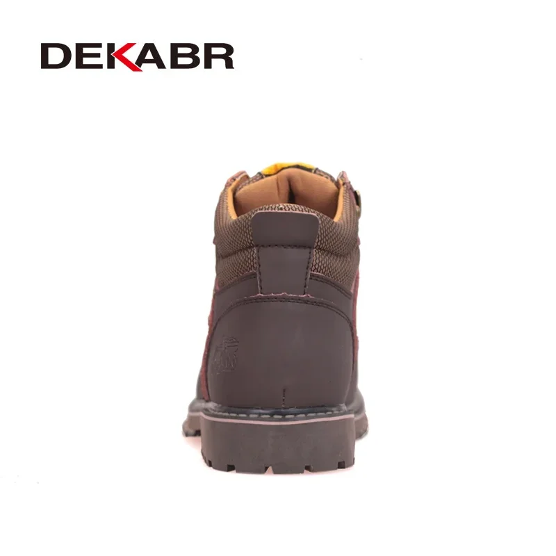 DEKABR Brand Super Warm Men\'s Winter Leather Men Waterproof Rubber Snow Boots Leisure Boots England Retro Shoes For Men Big Size