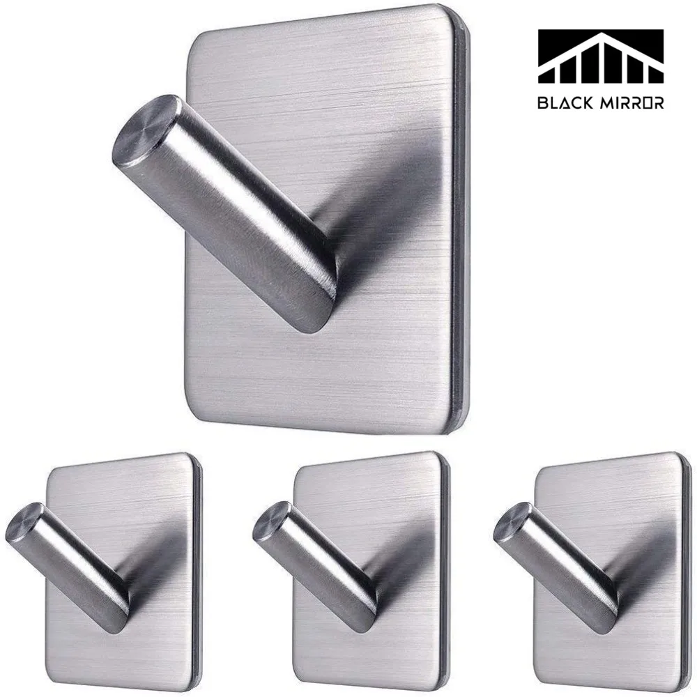 Adhesive Towel Hooks Heavy Duty Towel Hanger Waterproof Stainless Steel Stick On Shower Bathroom Kitchen Storage Holder Hooks