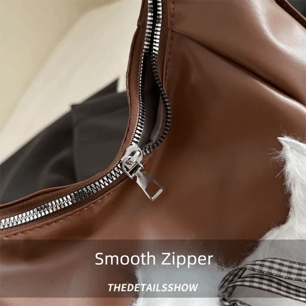 حقيبة يد نسائية محمولة من البولي يوريثان بلون سادة حقيبة تحت الإبط ناعمة ذات سعة كبيرة حقيبة كروس للاستخدام اليومي