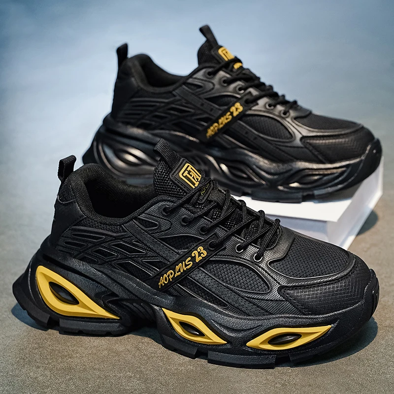 Fashion Mixed Colour Anti Slip Men's Sneakers Thick Sole Mesh Breathable Comfortable Footwear 2026 Autumn New Male Walking Shoes