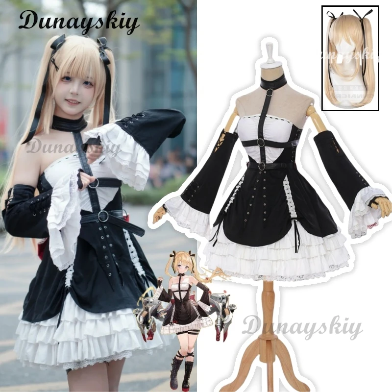 

Marie Rose Cosplay Anime Azur Lane Costume Wig And Sweet Lovely Uniform Dress Set for Women Halloween Party Role Play Clothing