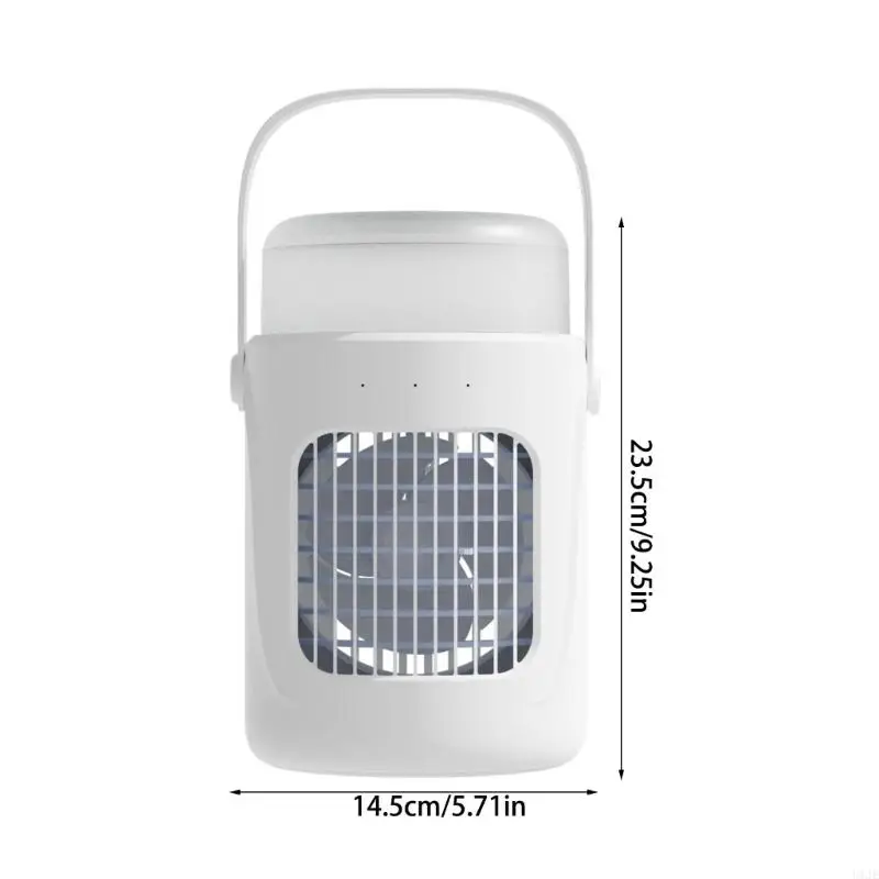 U1JE 휴대용 에어컨 팬 충전식 데스크탑 냉각 팬 3 속도 실내 실외 공간을위한 설정 테이블 팬