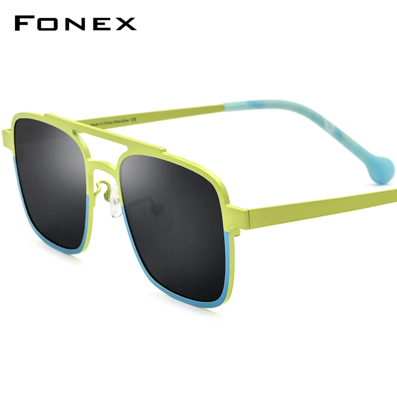 

FONEX Pure Titanium Sunglasses Men 2024 New Fashion Retro Square High Quality Polarized UV400 Sun Glasses Women Shades F85789T