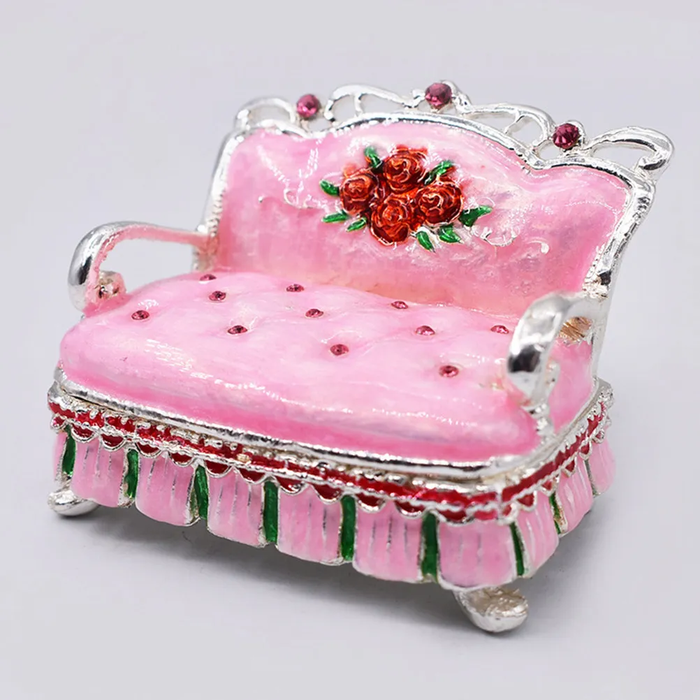 

1Pcs Metal Sofa Shape Jewelry Box Elegant Compact Trinket Storage Organizer for Earrings Rings Beads Women Gift Home Decor