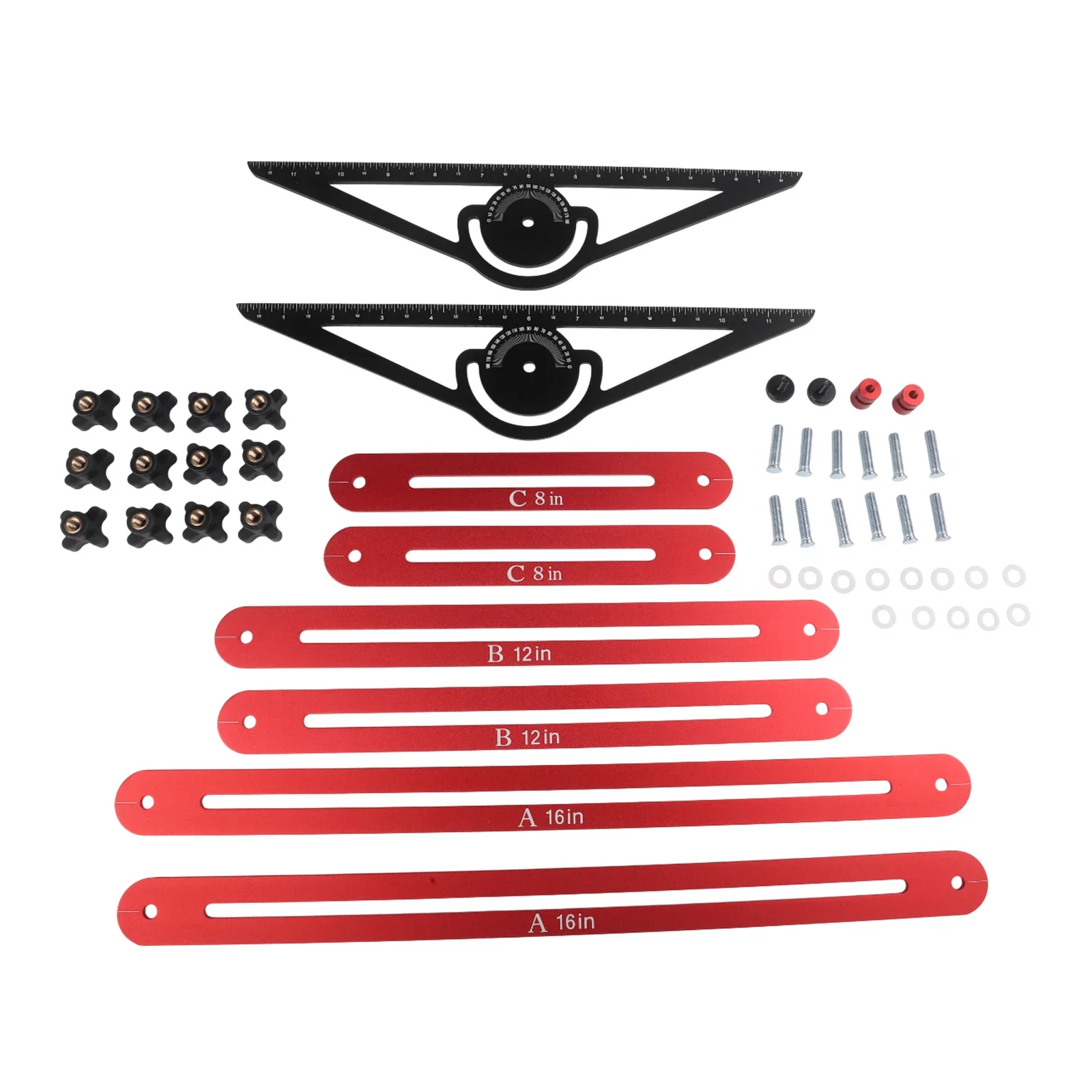 Adjustable Stops Measuring Jig 4mm Thickness CNC Anodized Finish Electroplated Markings 16 Inches To 60.1 Inches