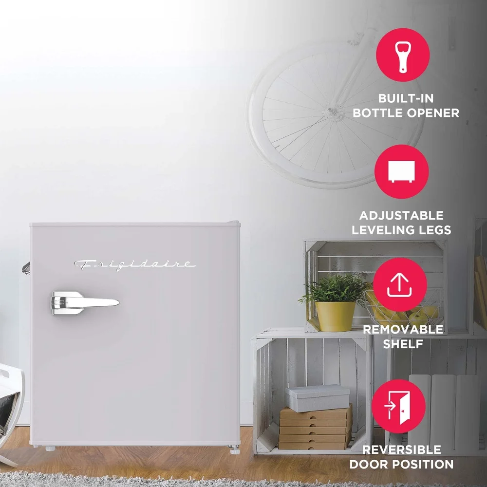 Mini réfrigérateur rétro de 1,6 pi3, avec ouvre-bouteille latéral, réfrigérateur Compact à économe en énergie, rangement pour dortoir de bureau