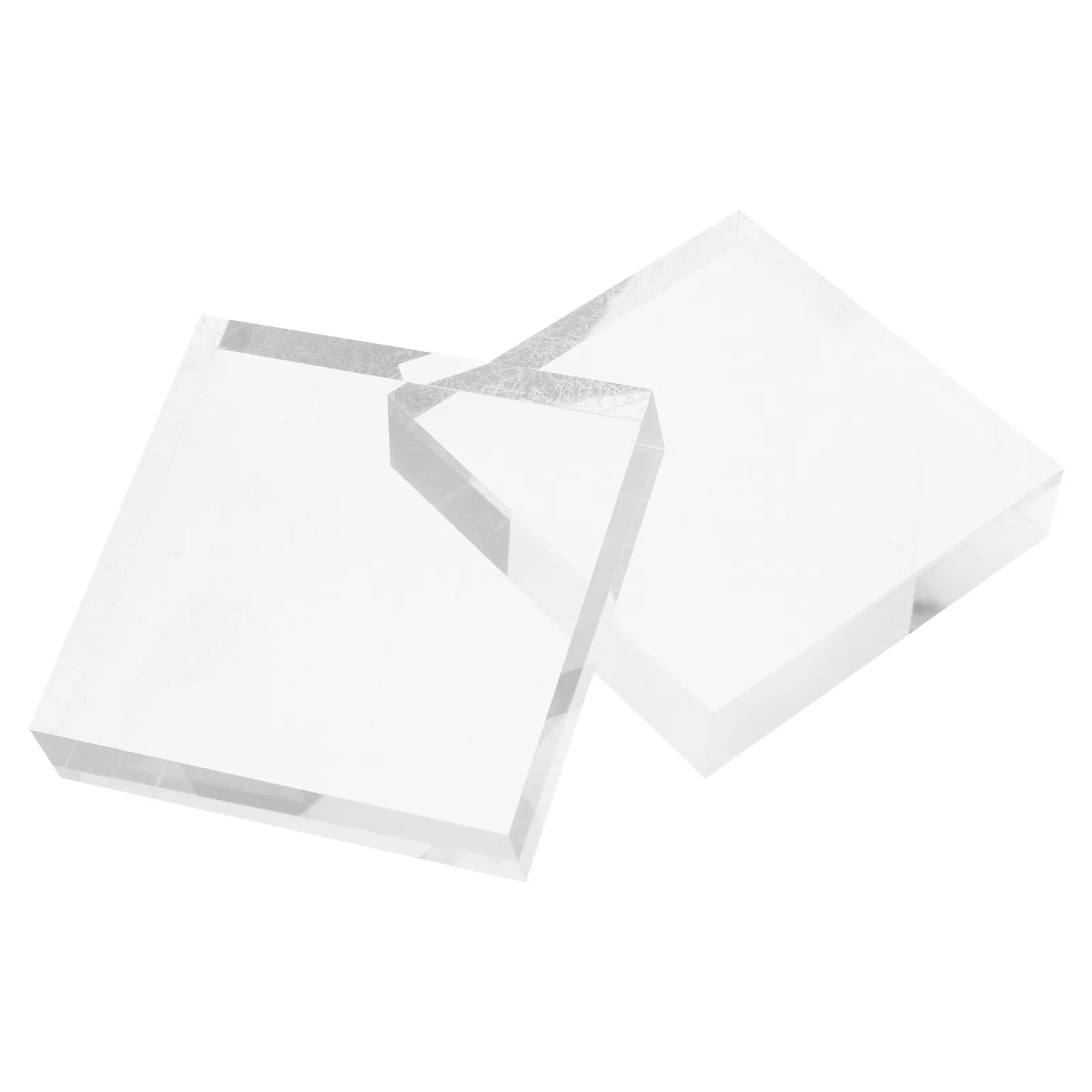 

2Pcs Acrylic Jewelry Display Cube Base Clear Polished Square Stand Non-Slip Ring Showcase Holder for Boutique Craft