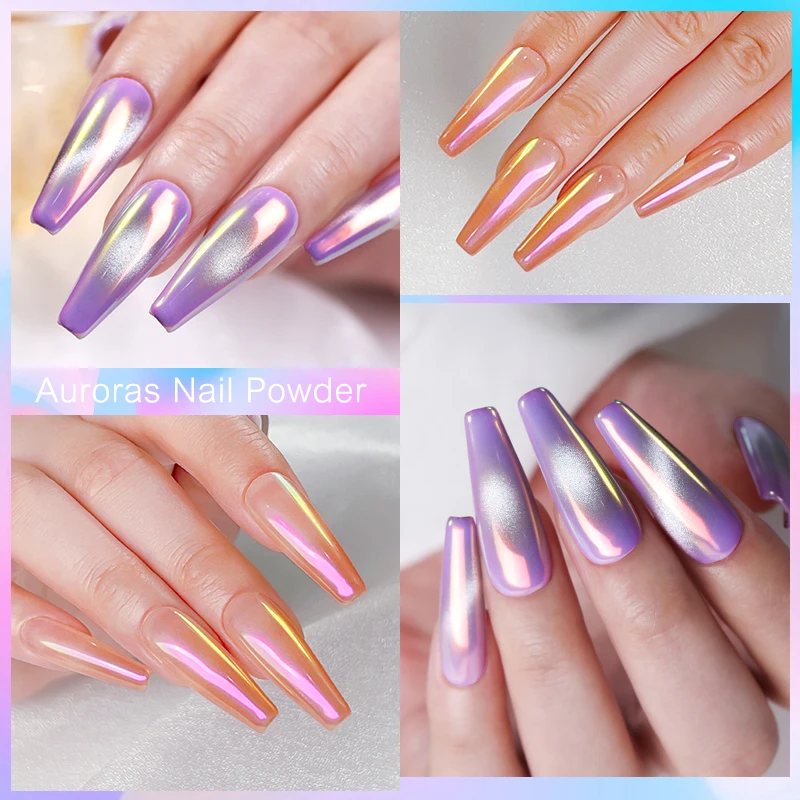 Nicole Tagebuch Aurora Nagel pulver weiß Chrom Pigment Perle reiben Staub Spiegel effekt Nail Art Glitter Maniküre Nagel Zubehör