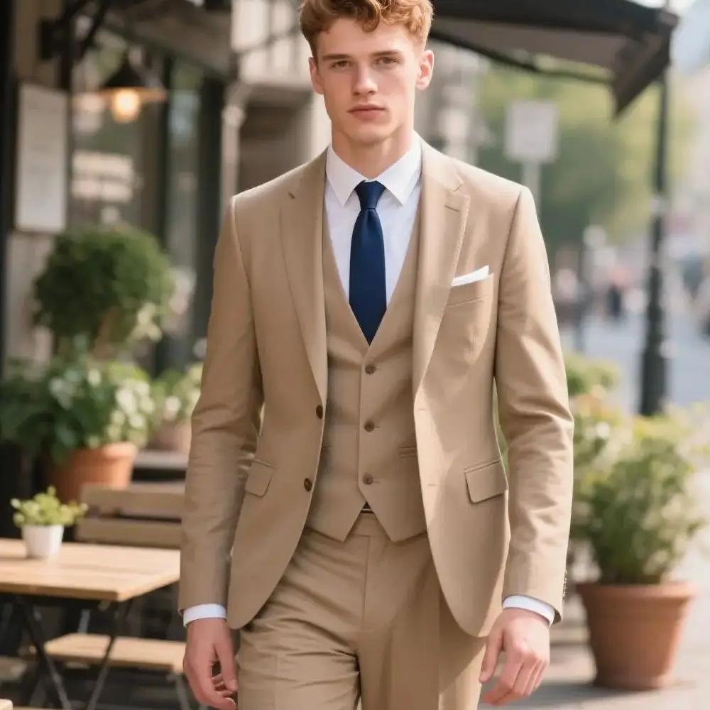 

Terno masculino de 3 peças, jaqueta regular, colete, calças, terno formal masculino, festa de casamento, casual