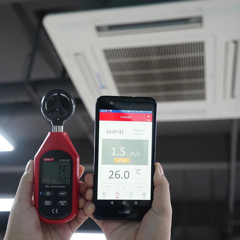 UNI-T Anemometer UT363 UT363BT Wind Speed Meter 0~30m/s Air Speedometer Digital Temperature Meter Wind Speed Measurement