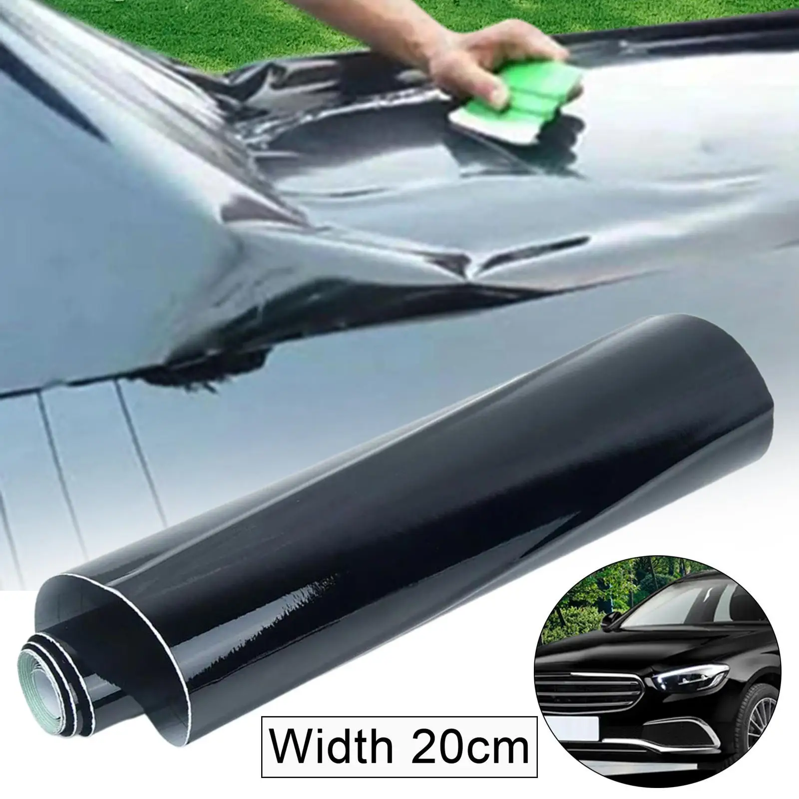 Envoltura de vinilo genérica para decoración Exterior de coche, accesorios extraíbles de PVC profesional, pegatinas negras brillantes, calcomanías para coche, 1,52 M