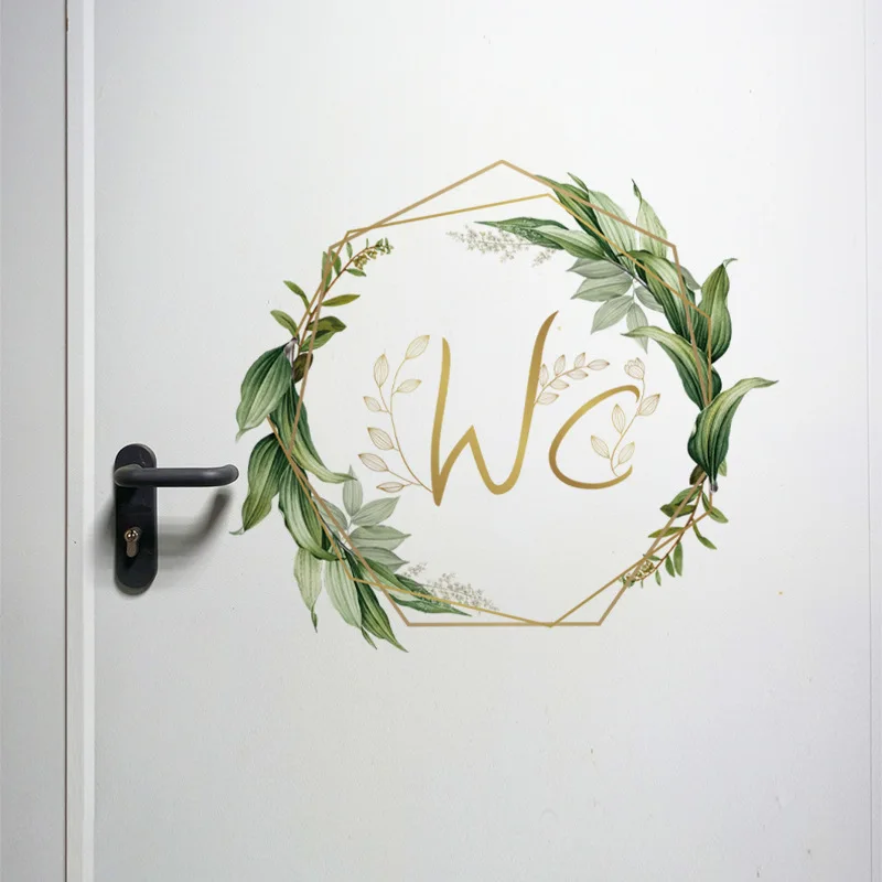 Flowers Men and Women WC Wall Sticker for Bathroom Decoration PVC Home Decals Waterproof Poster Door Stickers Toilet Sign