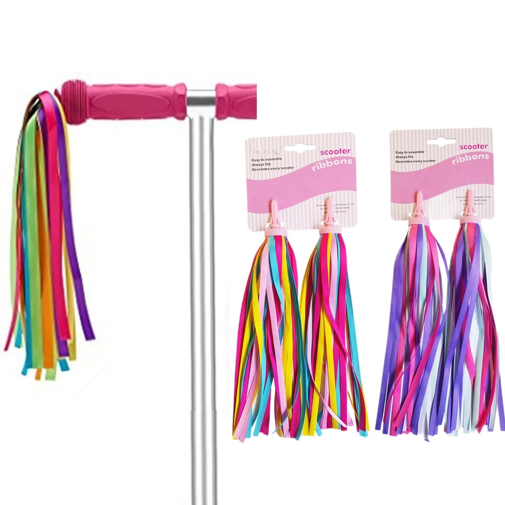 2/4pcs Bicycle Handlebar Color Tassel Streamers Children Balance Bike Decor Ribbon Tassel Ribbons Cycling Accessories