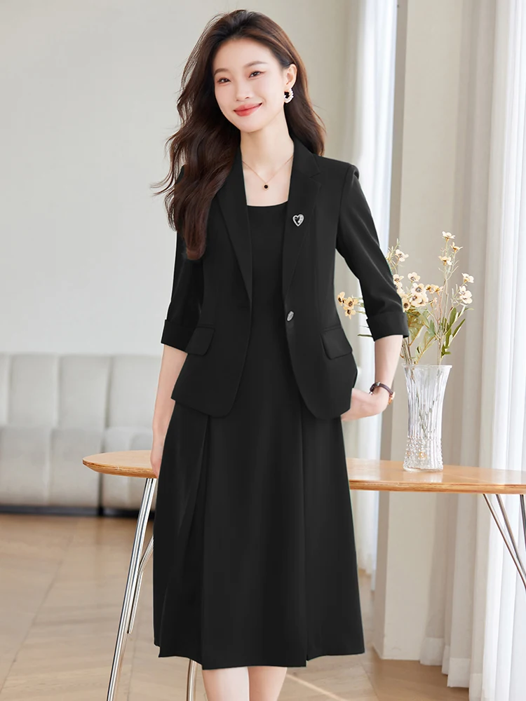 

Women's Profional Suit Set Two-Piece Dr Inner Zipper round Ne Polyester Spring Summer Faion Casual Workwear