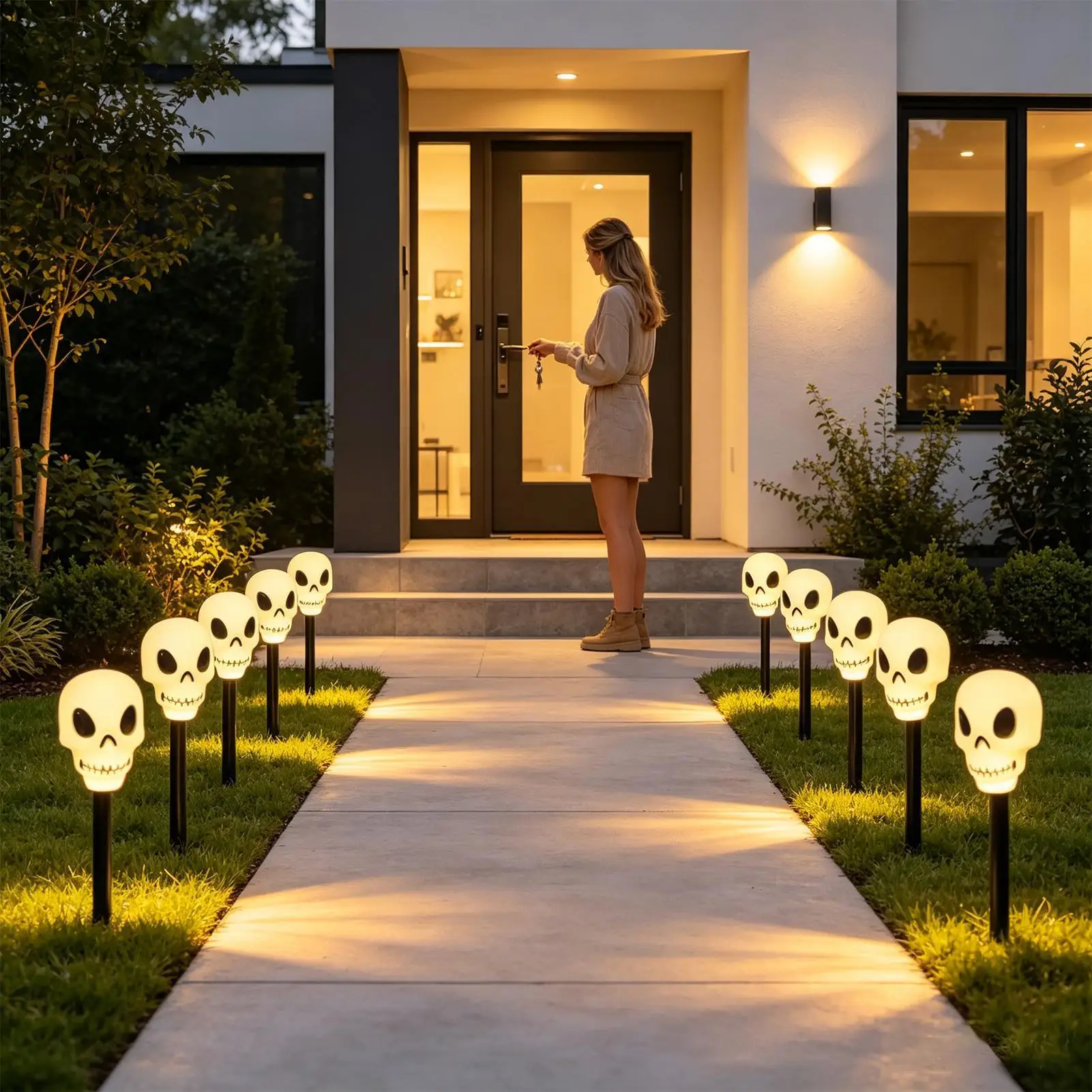 Halloween Solar Lights Outdoor Stakes 5 Pieces Waterproof Scary Ground Inserts Solar Skeleton Light For Lawn Balcony Outside
