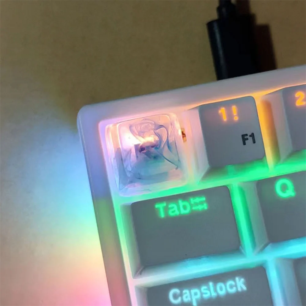 1 PCS Keycap Blue Translucent Resin Mechanical Keyboard Keycap Accessories