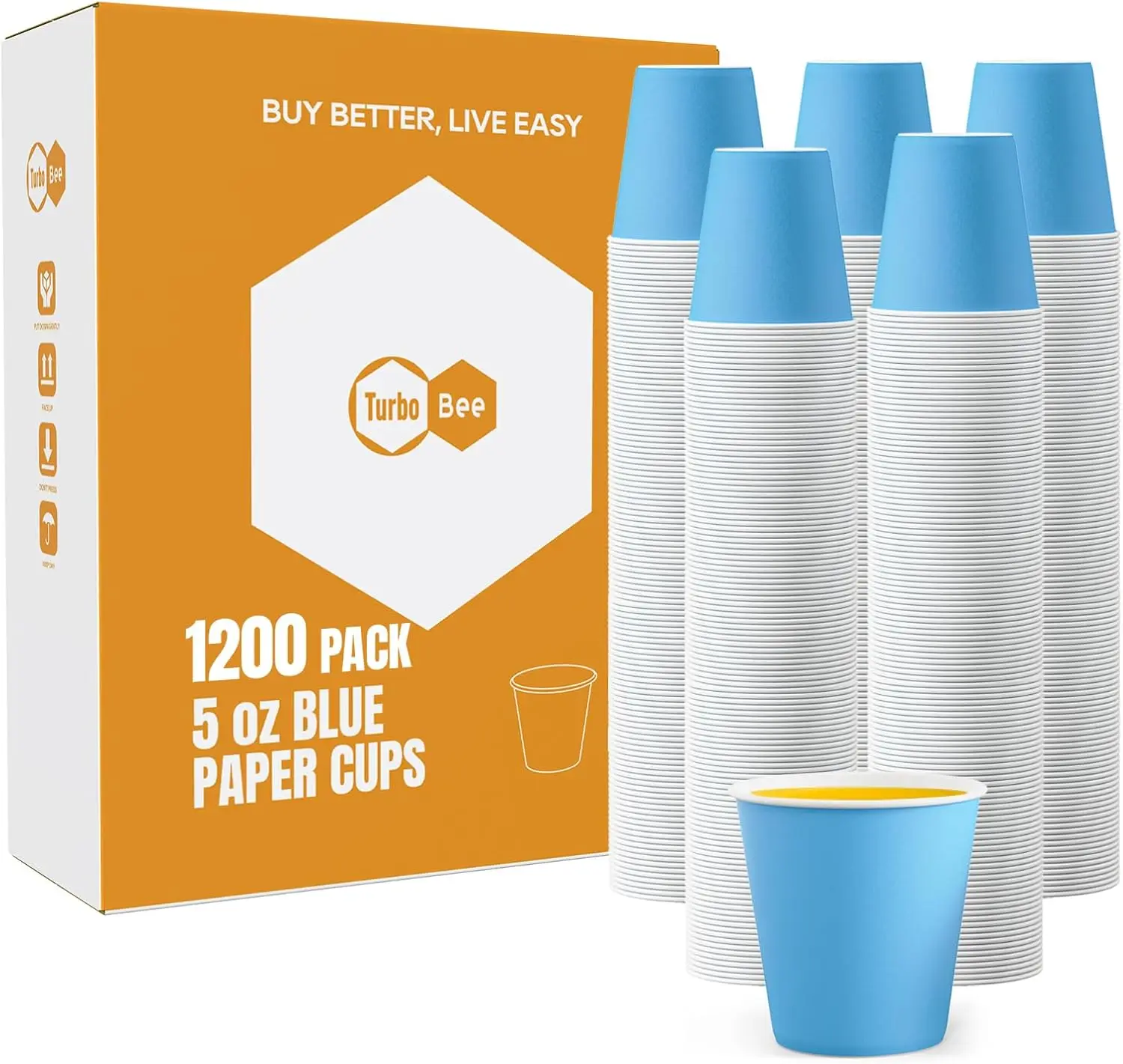 

1200 Pack 5oz Disposable Paper Cups Bulk - Cold Beverage Water Cups for Parties, Offices, Events, Snacks and Mouthwash Use
