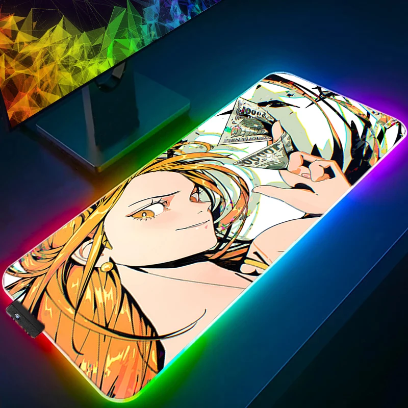 

RGB Mouse Pad one piece Nami Lockedge Backlight Gaming Accessories Computer Gamer Keyboard LED Mouse Mat Desk Anime Mousepad