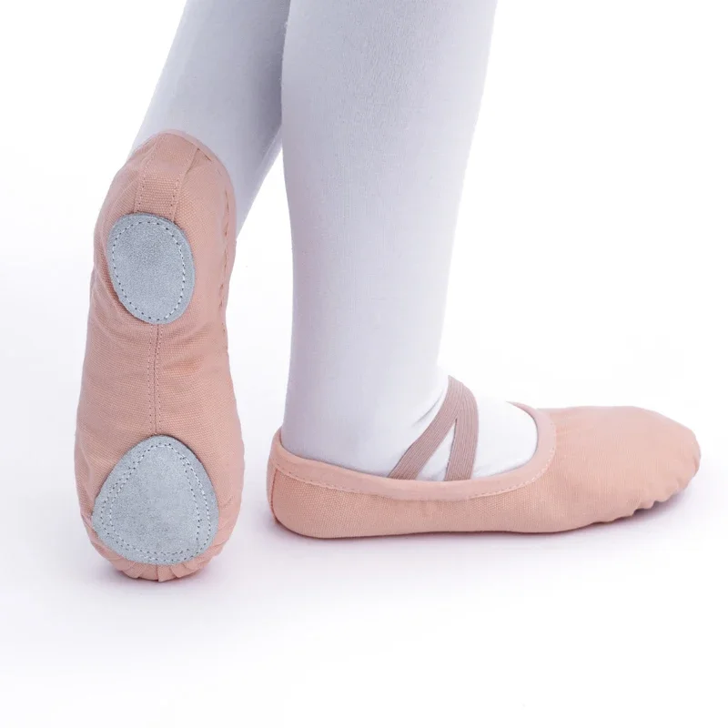 Chinelos de lona macia sola balé para meninas, bailarinas de prática infantil, sapatos de dança mulher