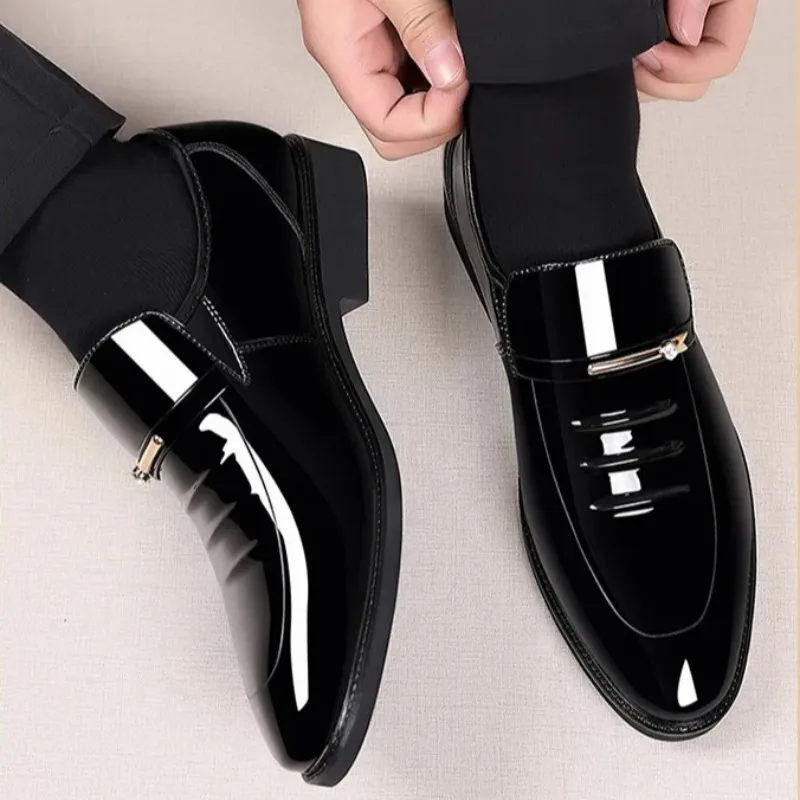 Sizes 38-49 Mens Dress Shoes Formal Business High Gloss Loafers Luxury Wedding Shoes Comfortable Casual Driving Shoes for Men - Image 5