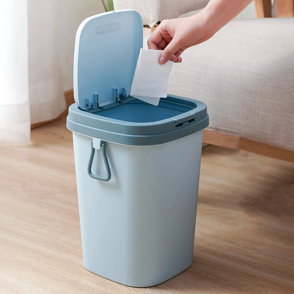 

Press Trash Can Garbage Container Small Lidded Bin with Car Home Slim Cans Household Cover Kitchen Waste Basket