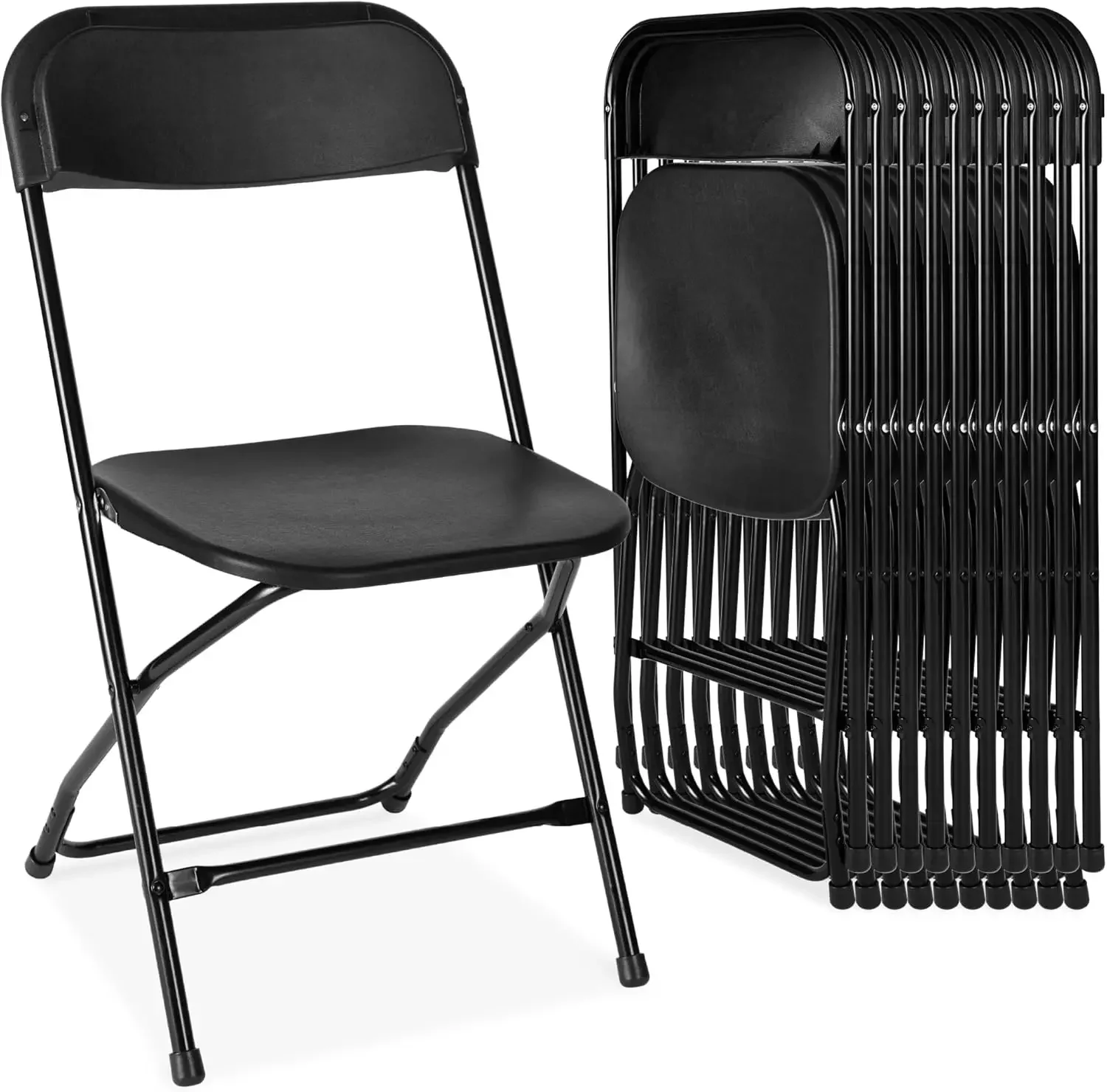 10 Plastic Folding Chairs, Portable Stacking Indoor Outdoor Seating for Home, Yard, Garden, Parties