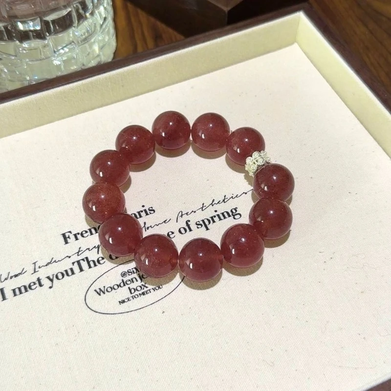 

Natural Crystal Crafts Strawberry Crystal Bracelet Loose Stone Beads for Jewelry Making DIY Bracelet Reiki Healing Stone