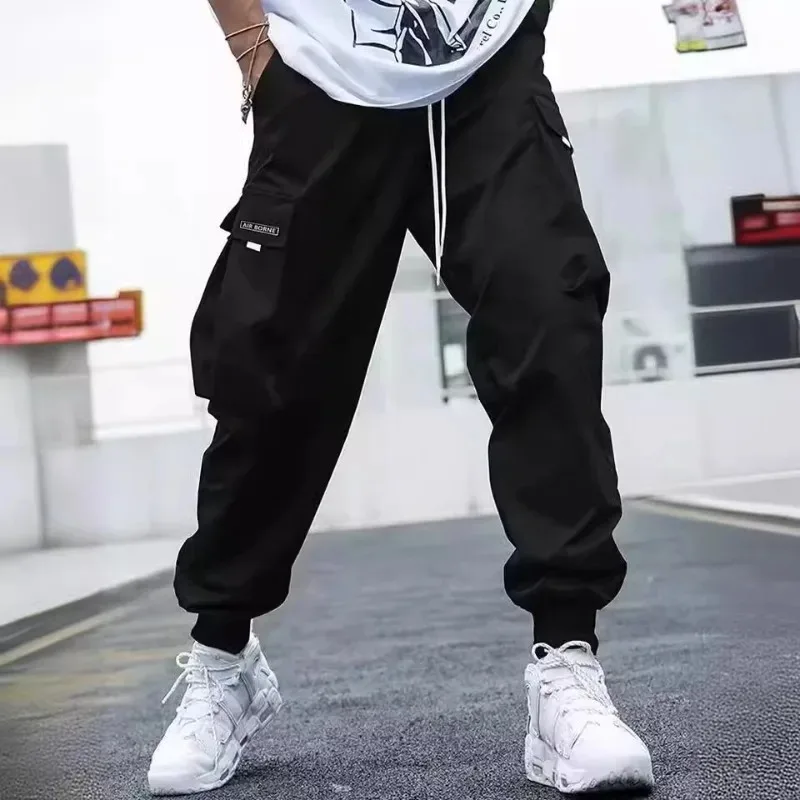 

Mens Casual Overalls with Multi Pocket Loose Tie Design Stretch Pants