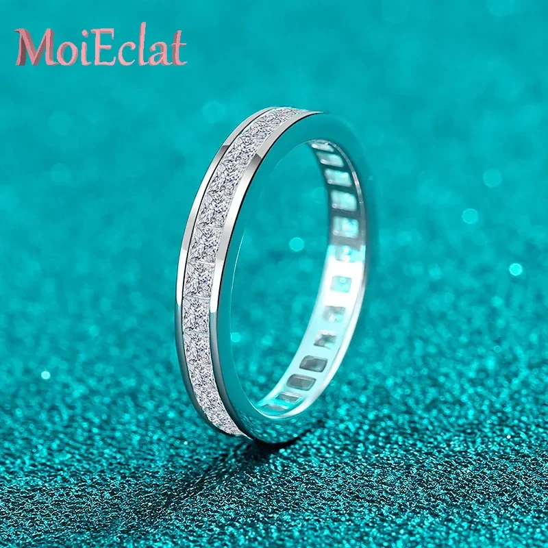 

Entire Circle Set with 2*2mm Square Moissanite Exquisite Platinum Pt950 Rings for Women Craftsmanship Diamond Ring Fine Jewelry