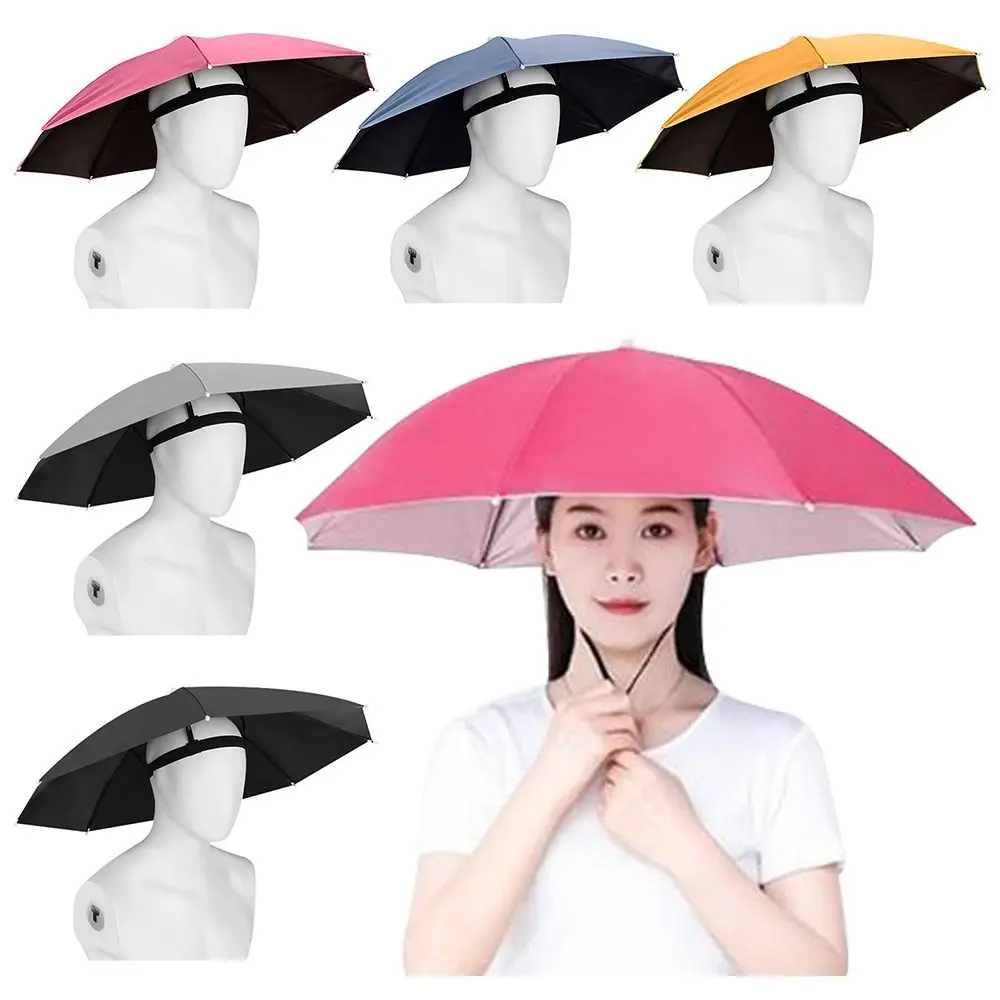 Foldable Head Umbrella Hat Windproof Fishing Head Wearing Sunshade Rain Gear Outdoor Portable Umbrella Camping Beach Head Hats