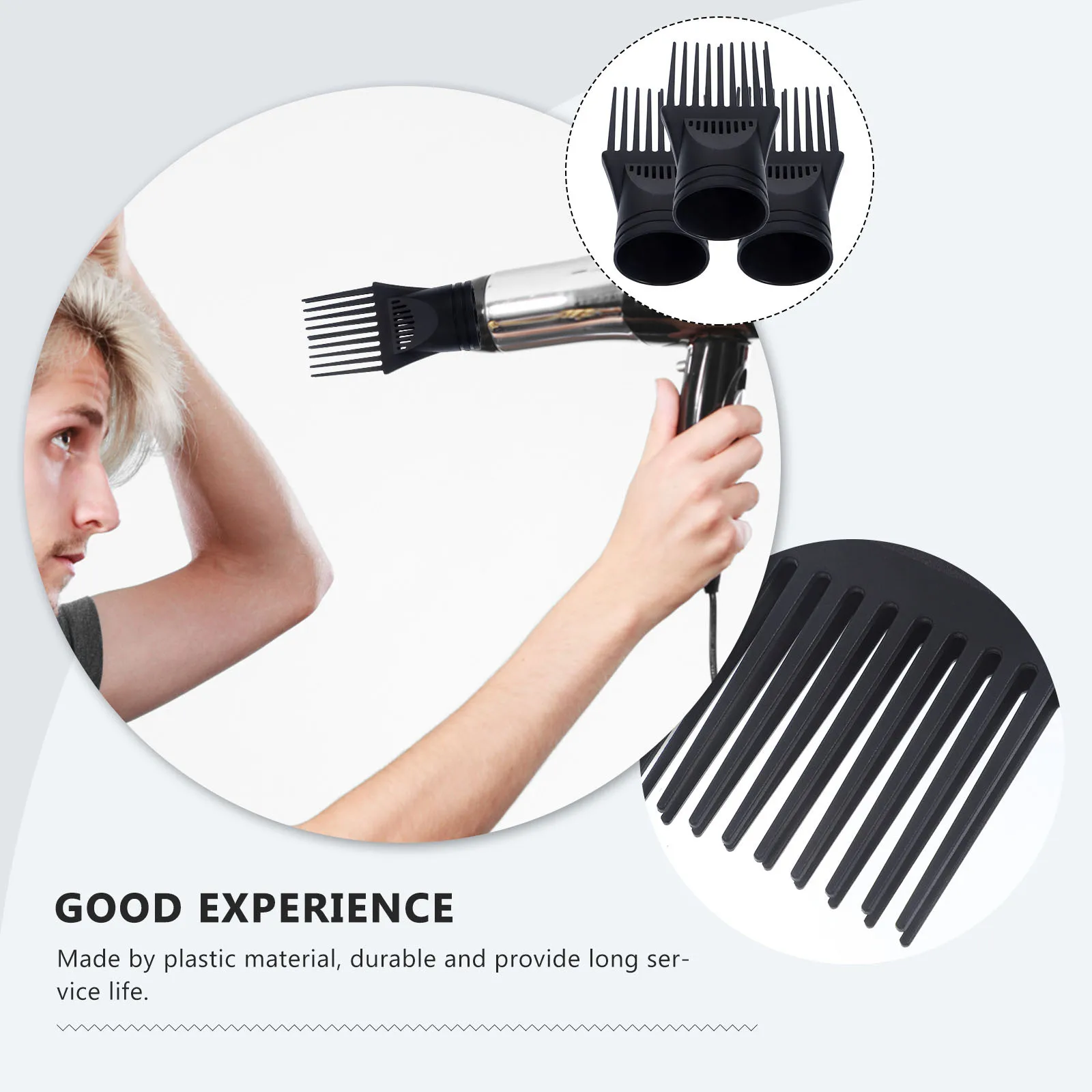 

3Pcs Electric Hair Dryer Comb Set Heat Resistant Wind Diffuser for Faster Drying Professional Styling Tool Accessory Black