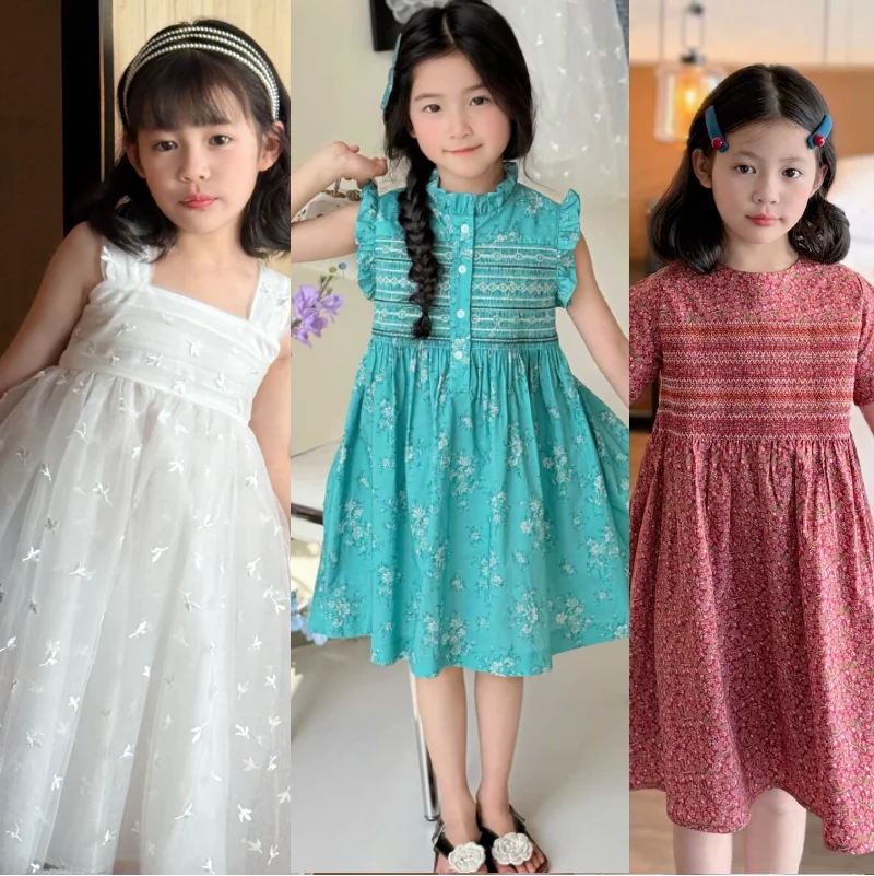 

Платья для девочек 2026: Новинки лета – Белое модное платье с принтом для девочек на день рождения – Милое хлопковое платье принцессы с цветочным узором