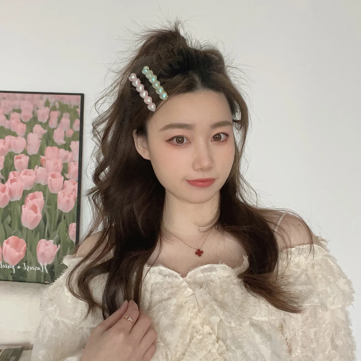 Ins Korean style Fashion Hair Clip Sweet Girls Love Bangs Clip Heart Hairpins Vintage Temperament bangs Side Hair Accessories