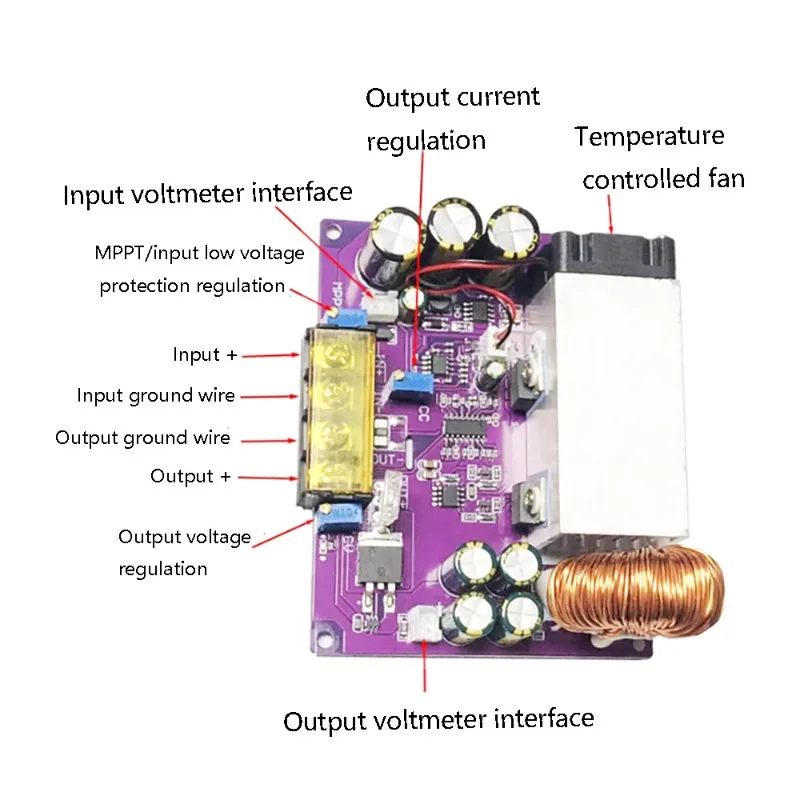 

【ПИС-ПРЕП!】MPPT Солнечная зарядка понижающего источника питания 800 Вт Стабилизатор понижающего напряжения для платы питания литиевой батареи 12-48 В