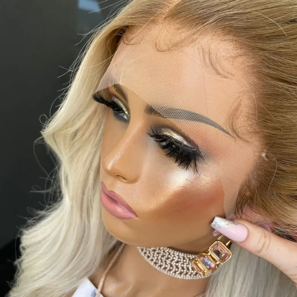 

Body Wave Lace Front Wig Daily Use Natural Roots Melt Icy Blonde Woman Wigs Top Sale Soft Synthetic Glueless Wig Free Part 13x4