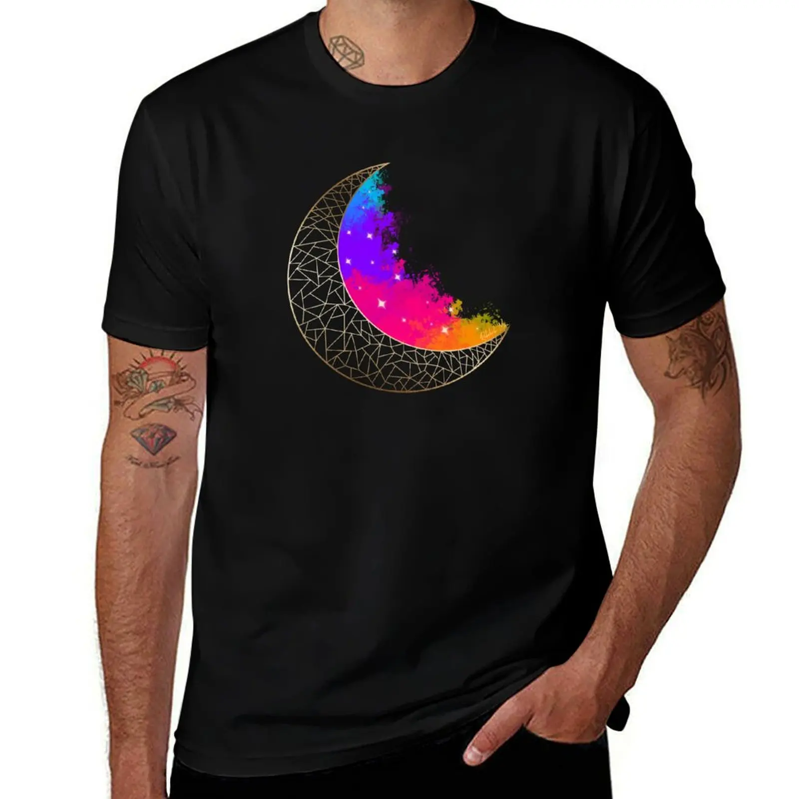 

Lunar Splash Moon Design T-Shirt Breathable Gym Short Sleeve T-Shirt