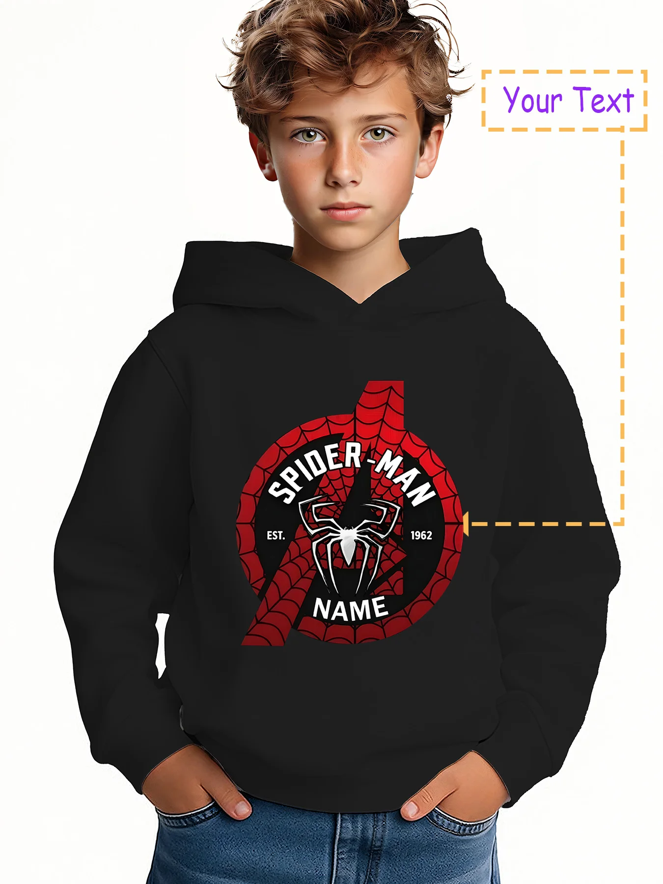 

MINISO Spider-Man Avengers Hoodie for Kids - Spider-Man + Avengers logo, classic Marvel style, a must-have for school