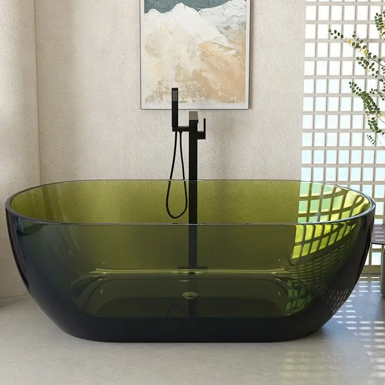 

Современная отдельно стоящая ванна для замачивания, прозрачная твердая поверхность, искусственный материал для отеля или ванной комнаты