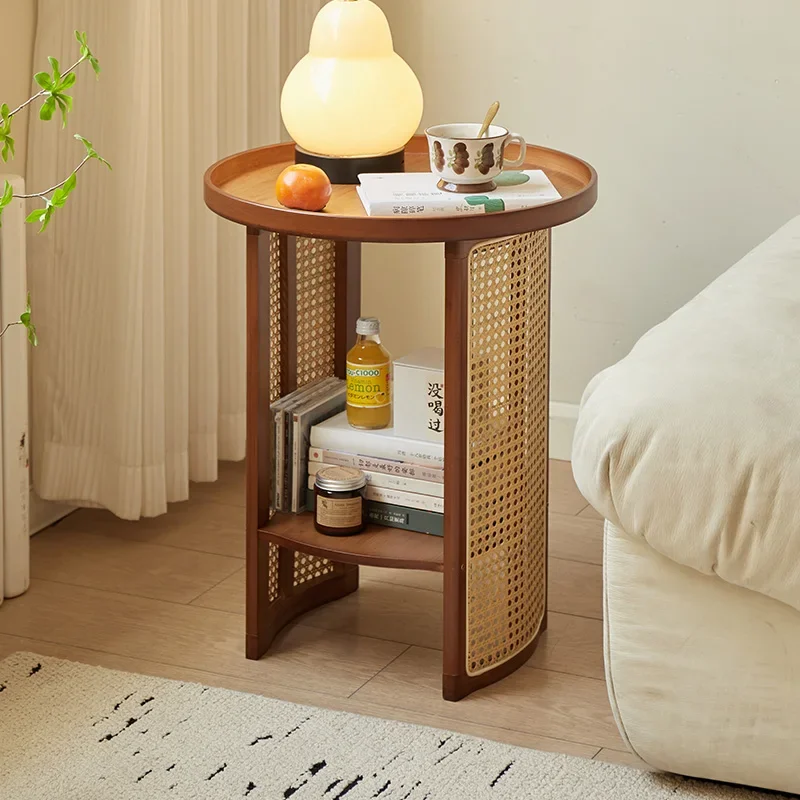 Nordic Wind Living Room Sofa Coffee Tables Small Wabi-sabi Rattan Tea Table Furniture Creative B & B Bedroom Bedside Table