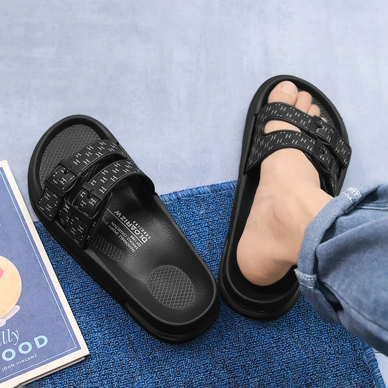 شباشب وسادة هوائية كبيرة الحجم للرجال صيفية بتصميم بسيط ناعمة سريعة الجفاف ومضادة للانزلاق صنادل عصرية غير رسمية مقاس واحد #2